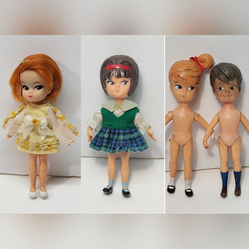 Vintage Hasbro 1965 Hong Kong Dolly Darling Honey, Cathy, Susie Doll Rooted Hair